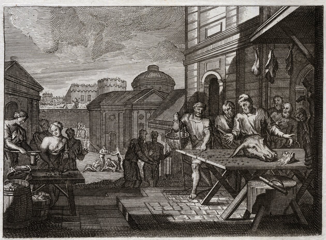 Biblia de Royaumont, Antiguo Testamento: Sitio de Samaria. El rey de Siria sitió la ciudad de Samaria y la redujo a una terrible hambruna. Ilustración de 1811 de Unknown artist