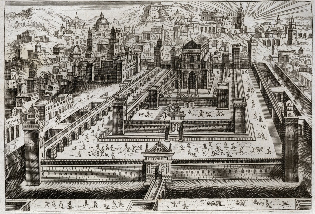 Biblia de Royaumont, Antiguo Testamento: Templo de Salomón. Salomón construye el Templo en Jerusalén. Ilustración de 1811 de Unknown artist