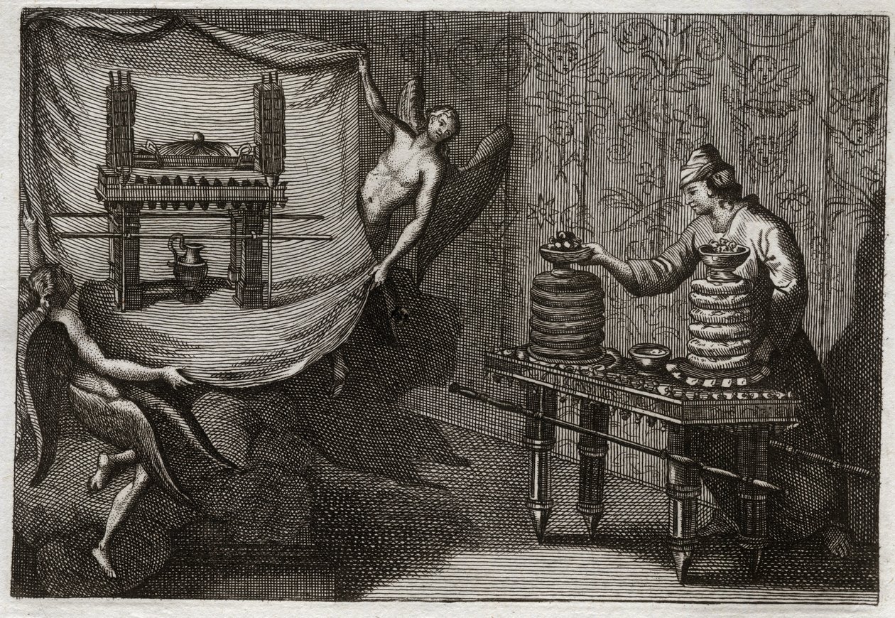 Biblia de Royaumont, Antiguo Testamento: La mesa de los panes de proposición en el Tabernáculo. Ilustración de 1811. de Unknown artist