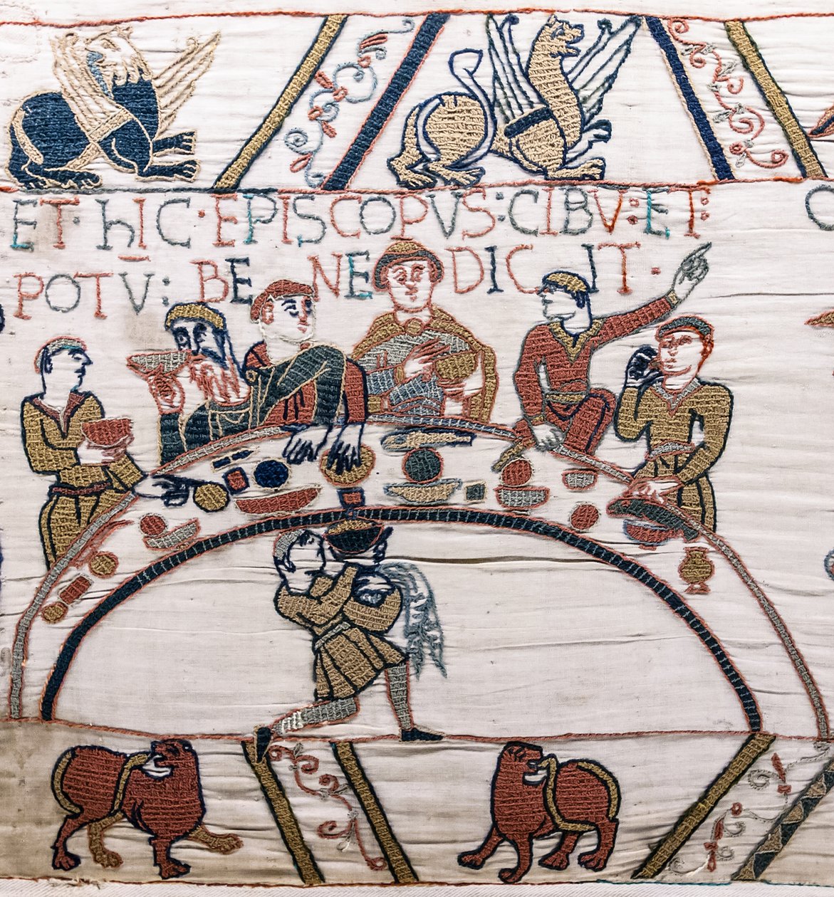 El obispo Odo bendice la comida y el vino, Tapiz de Bayeux de Unknown artist