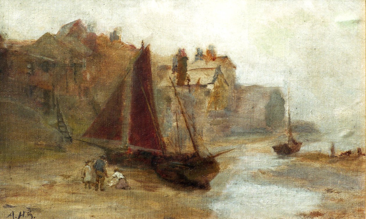 Barco en la playa (óleo sobre lienzo) de Unknown artist