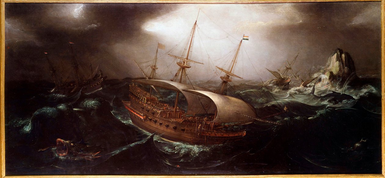 Barcos en la tempestad de Unknown artist