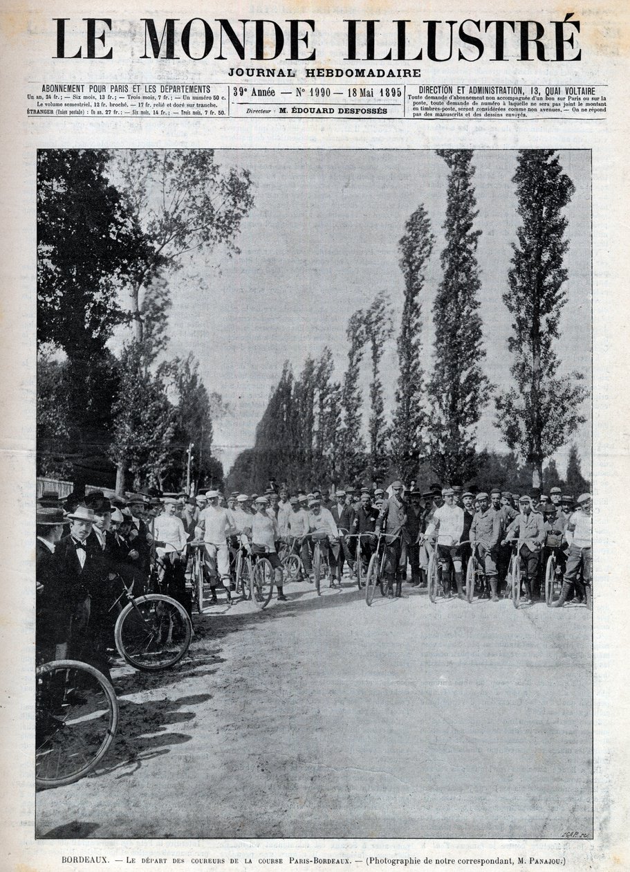 Burdeos - el inicio de la carrera París-Burdeos - portada de “El Mundo Ilustre” de 1895 de Unknown artist