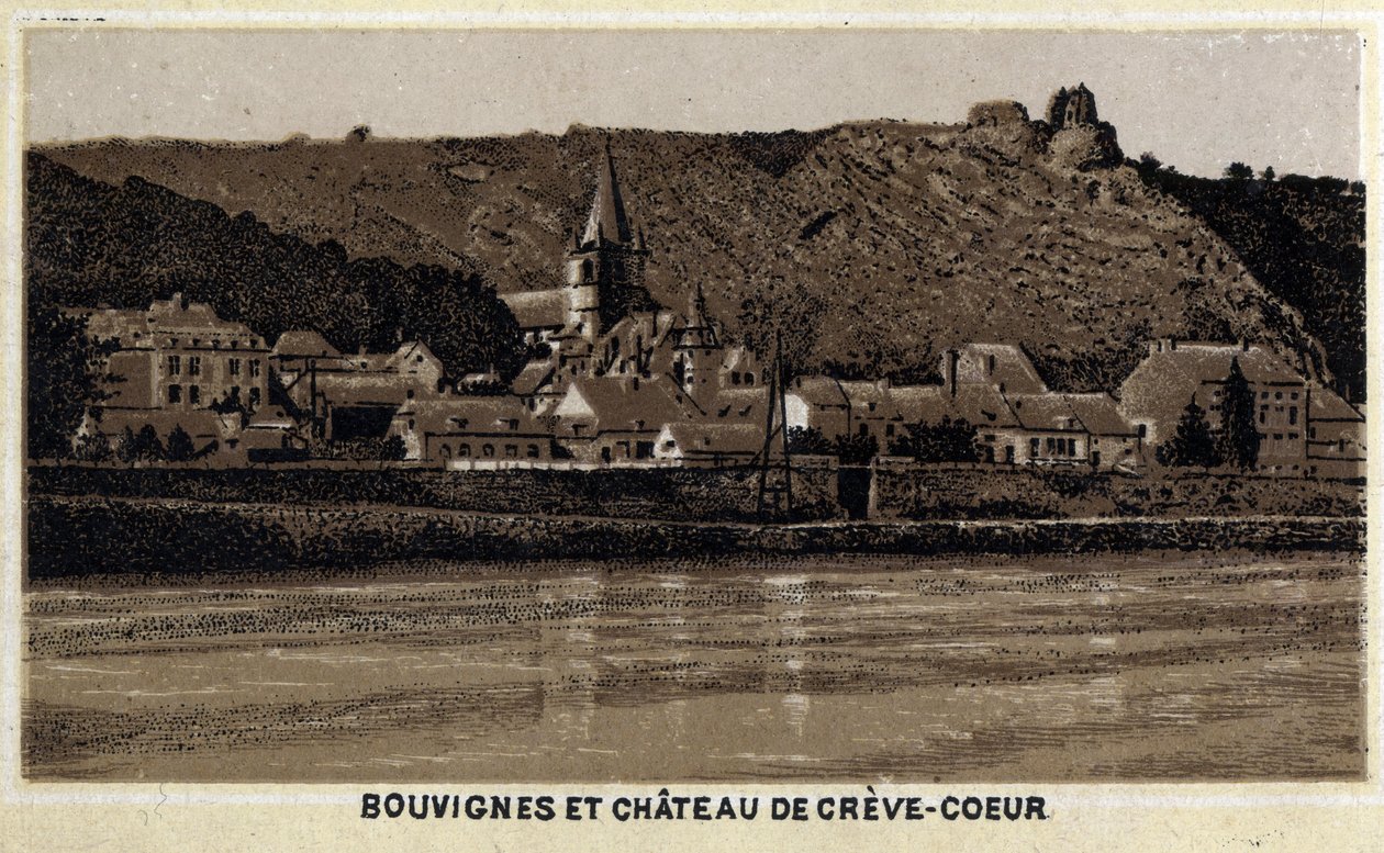 Bouvignes sur Meuse y castillo de Creve Coeur, Valonia, Bélgica de Unknown artist