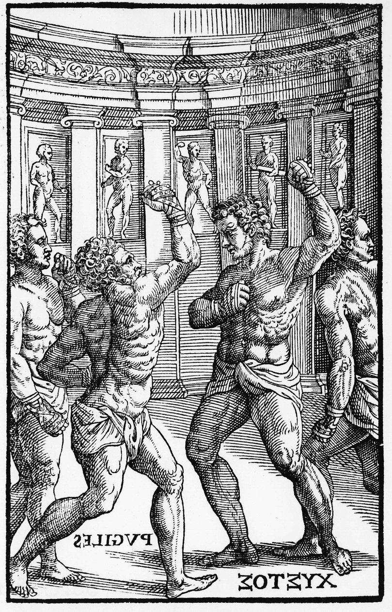 Boxeadores, luchadores - en "Hieronymi Mercurialis de Arte Gymnastica", edición de Venecia de Unknown artist
