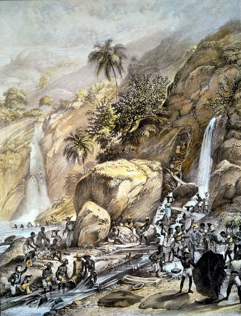 Brasil, el mineral de oro se lava en las montañas de Itacolumi (Minas Gerais). 1820 de Unknown artist