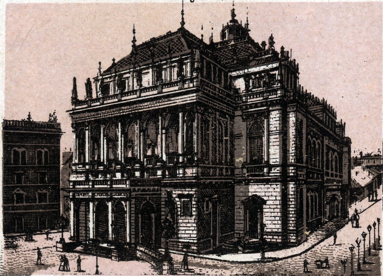Budapest, Hungría: vista de la ópera magyar kiralyi operahaz. en "El mundo ilustrado 168 vistas" Sin fecha (finales del siglo XIX) de Unknown artist