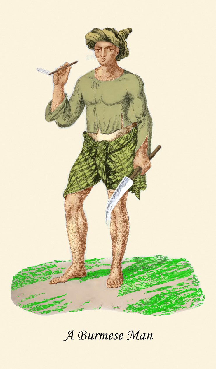 Birmano con cuchillo o Dha de Unknown Artist