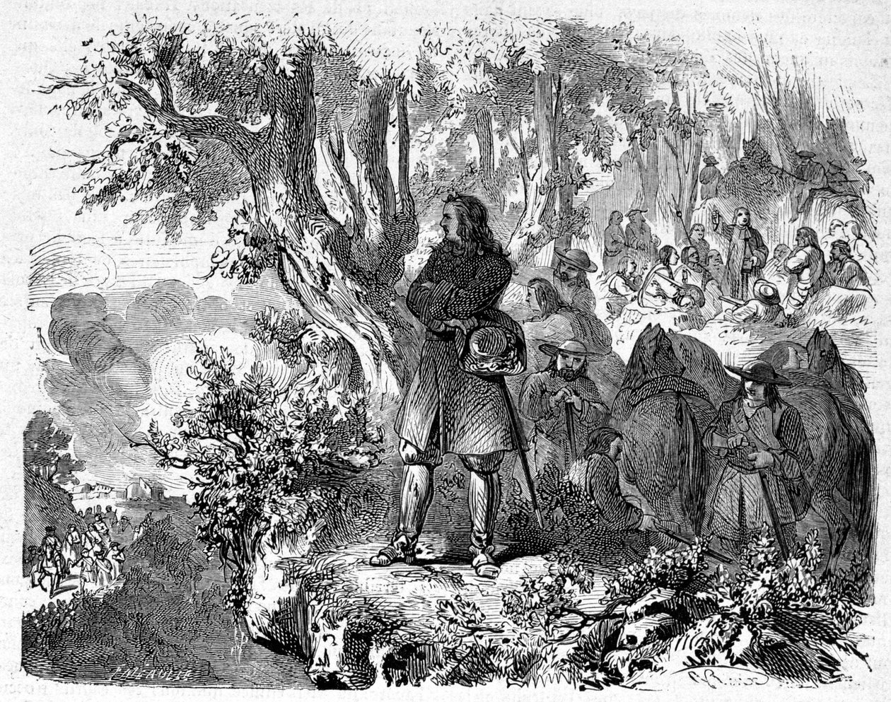 Camisards en las Cévennes. Grabado del siglo XIX de Unknown artist