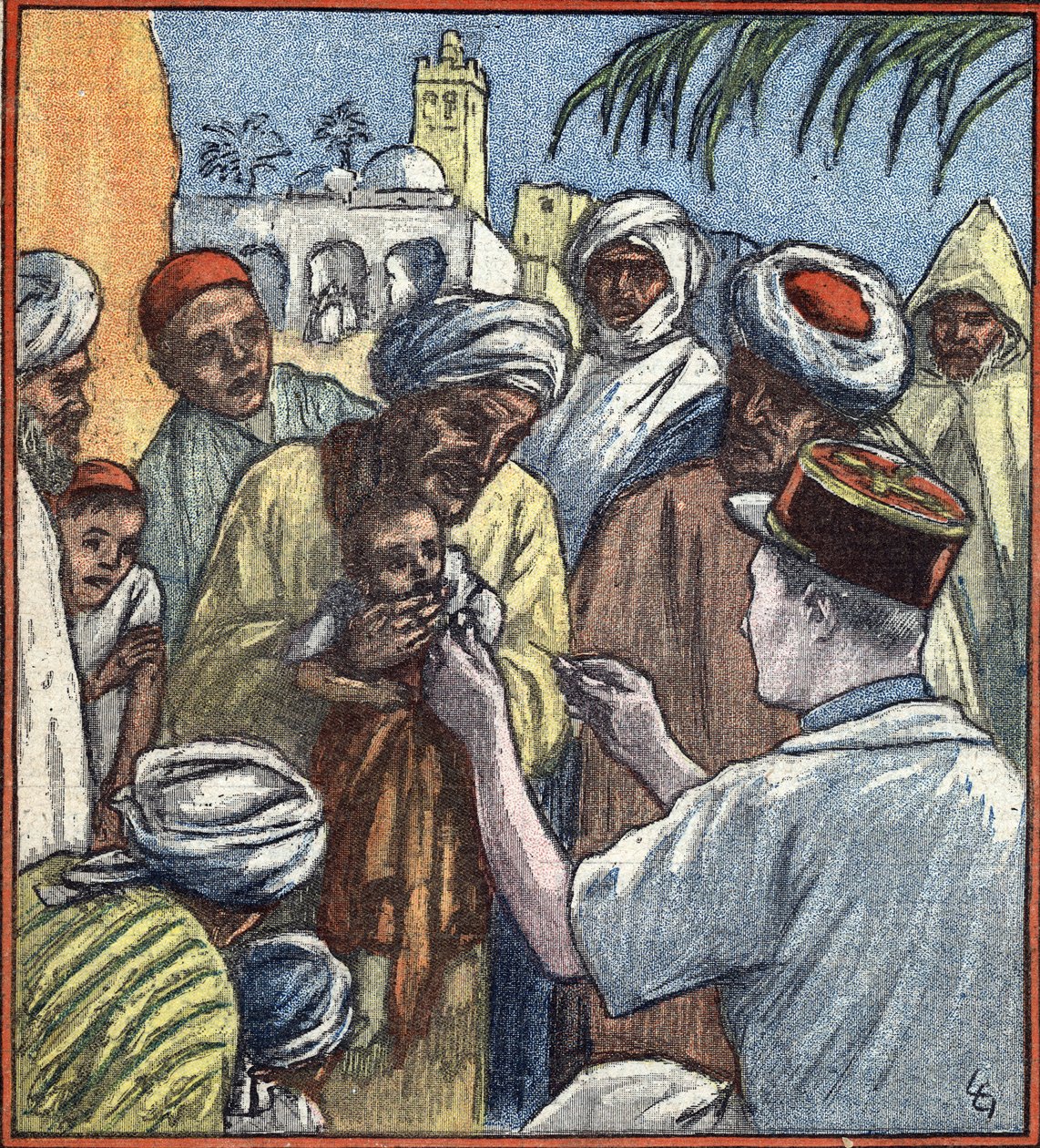 Campaña de Marruecos: "Seance de vaccination par les troupes de l