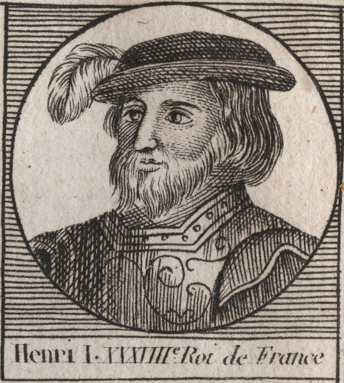 Dinastía Capeto: Retrato de Enrique I (1009-1060), Rey de los Francos de 1031 a 1060 - grabado de “Instruction sur l