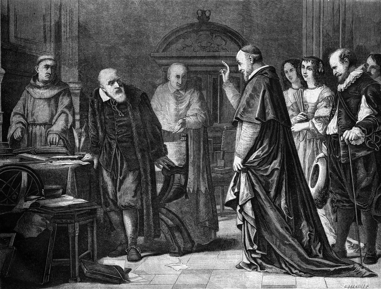 Cautiverio de Galileo Galilei (1564 - 1642) en el palacio del Arzobispo de Siena. de Unknown artist