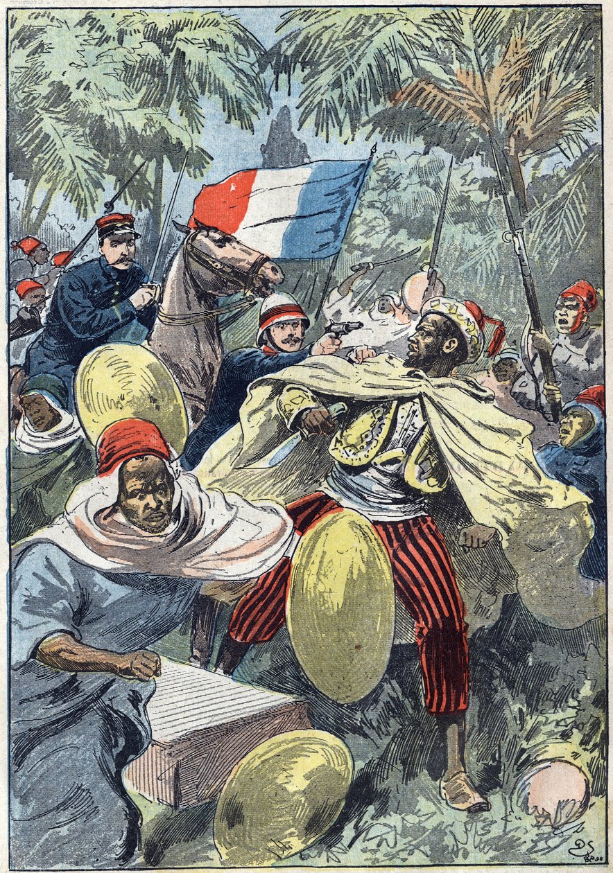 Captura de Samory Toure (circa 1830-1900), líder sudanés y opositor a la colonización francesa en África, por el Capitán Gouraud y el Teniente Jacquin. Sudán de Unknown artist
