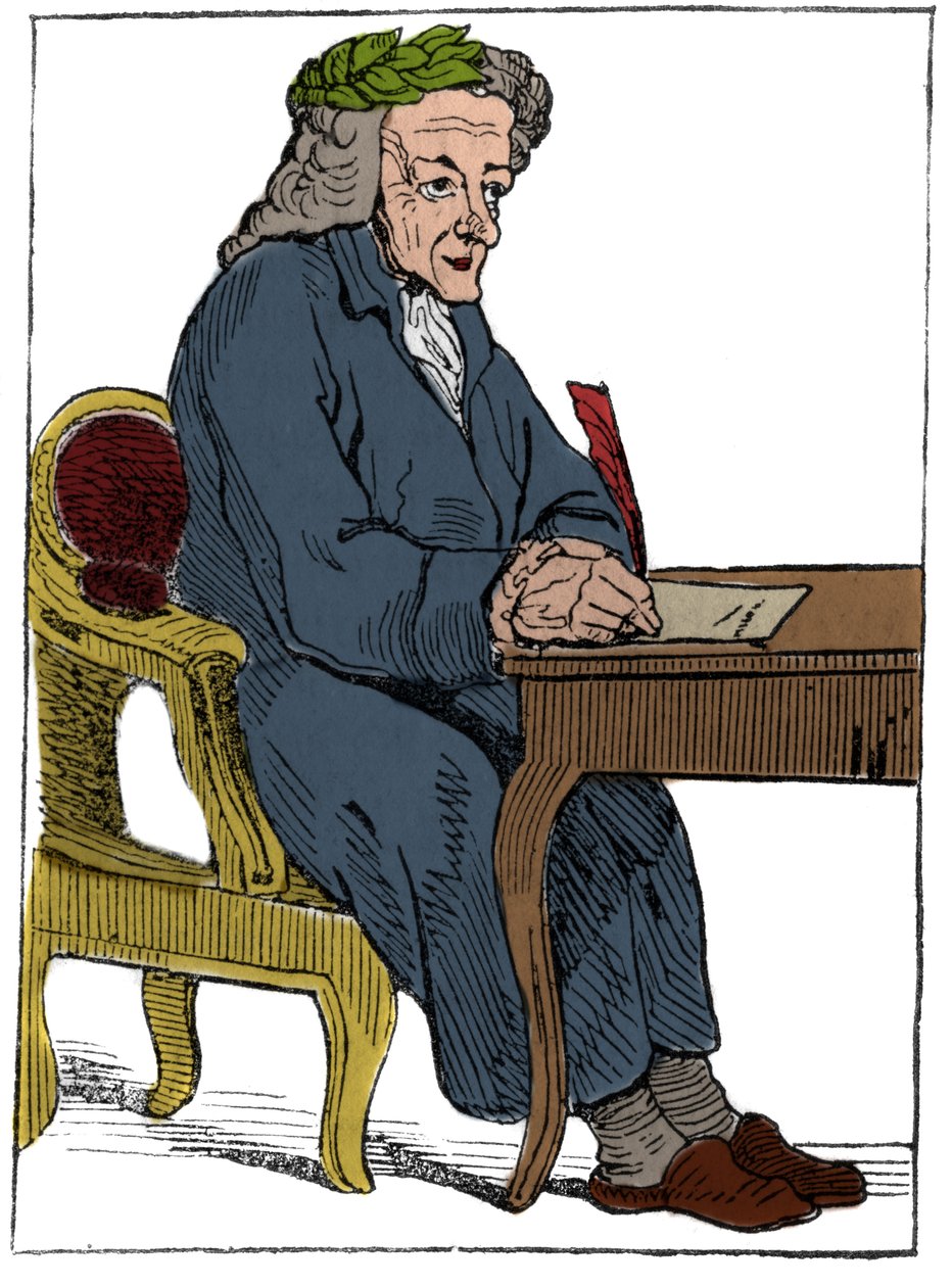 Carta para jugar de la República Francesa (1793) publicada en la Convención Nacional el 21/09/1792, después de la caída de los Reinos: el personaje del filósofo bajo los rasgos del escritor y filósofo francés François-Marie Arouet dit Voltaire de Unknown artist