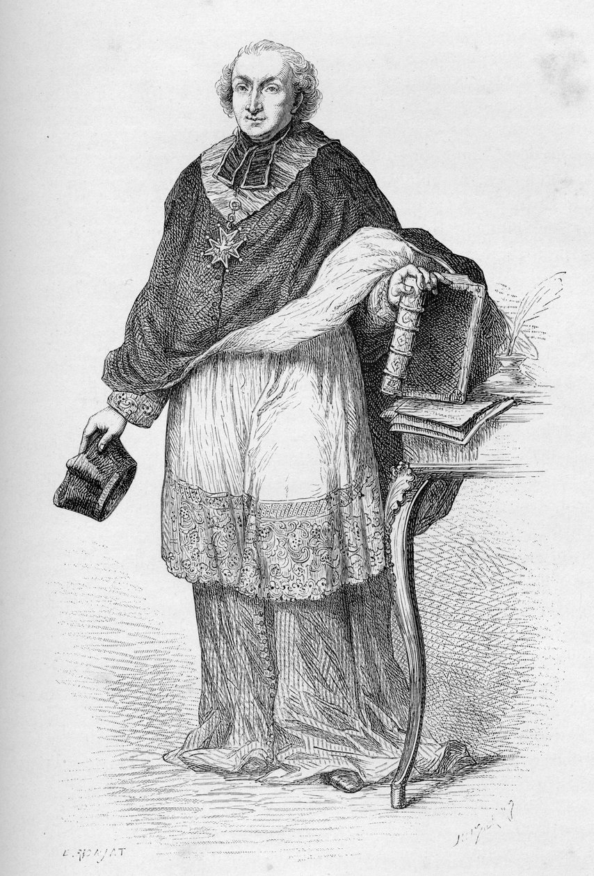 Cardenal Etienne-Charles de Loménie de Brienne - Etienne de Loménie de Brienne (1727-1794), prelado y político francés - grabado de "La historia de Francia contada a mis nietos" por François Guizot - 1872-1876 de Unknown artist