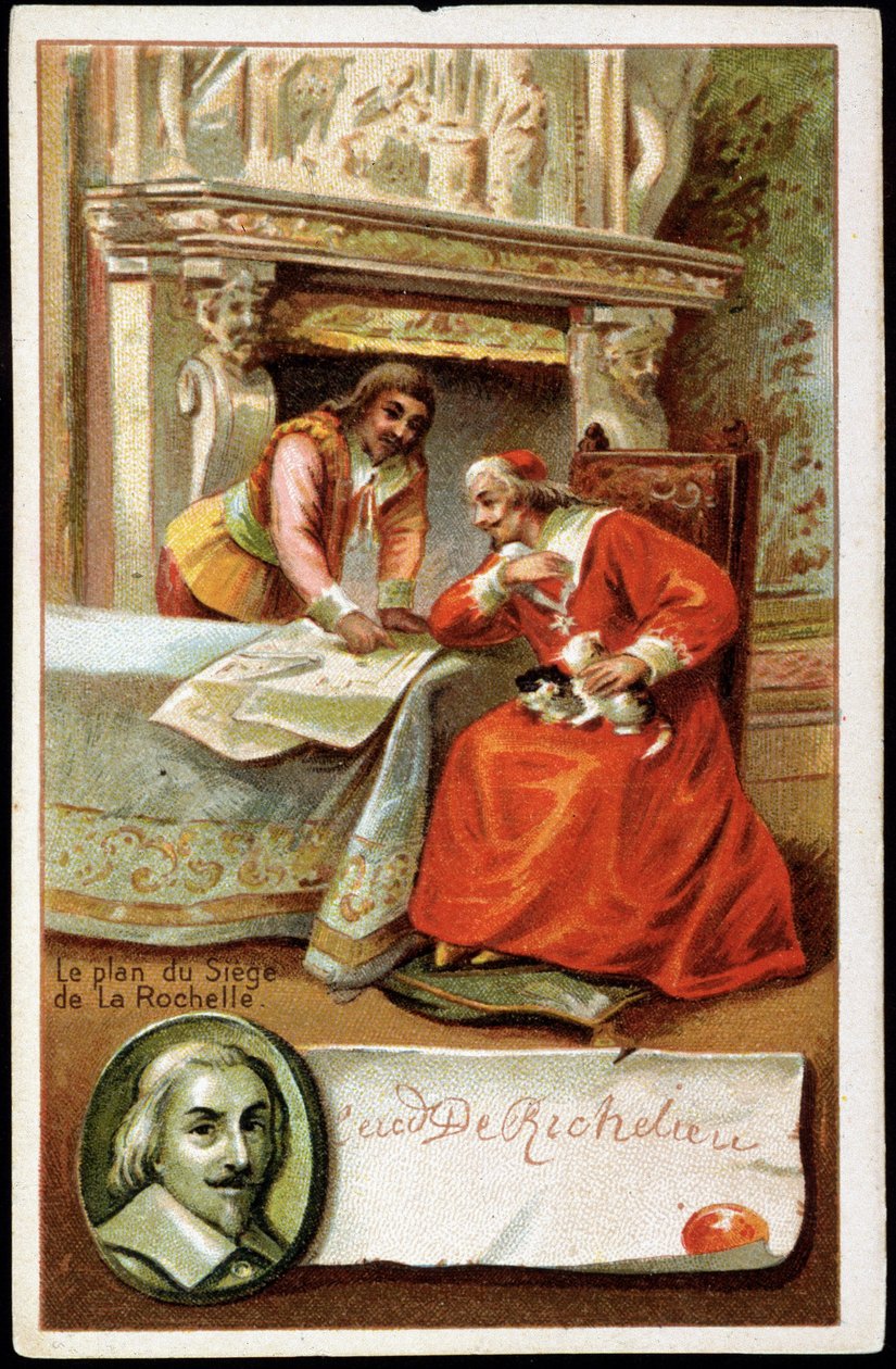 Cardenal Richelieu y el plan del sitio de La Rochelle (1627 - 1628) de Unknown artist