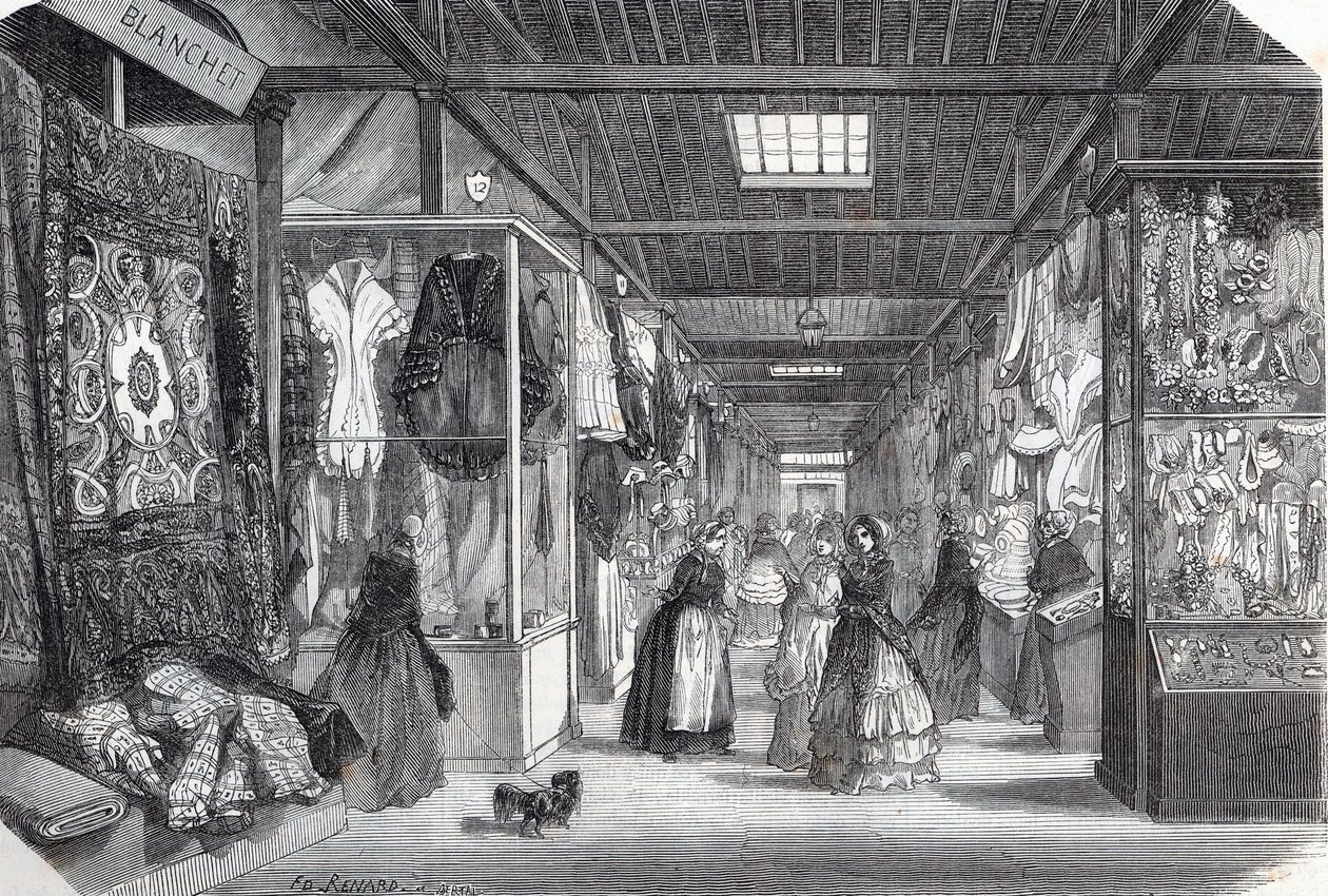 Carré du Palais Royal (Palais-Royal) en París en el siglo XIX - Grabado en “Tableau-de-Paris” por Edmond Texier 1852 de Unknown artist