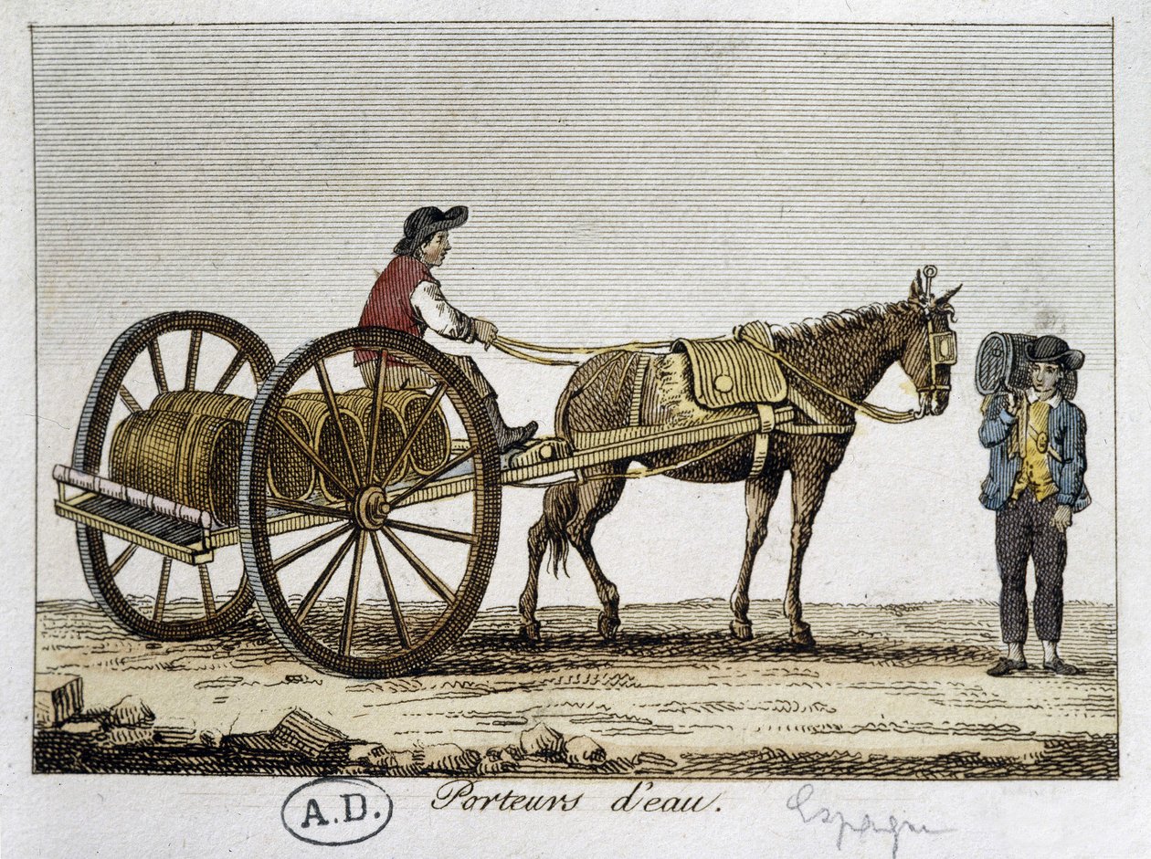 Carro y aguador en España - siglo XIX de Unknown artist