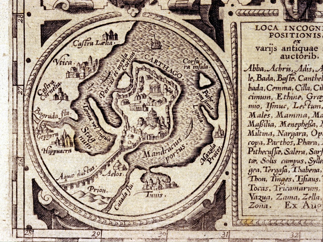 Cartago vista del Golfo de Túnez en un atlas histórico del siglo XVII. de Unknown artist
