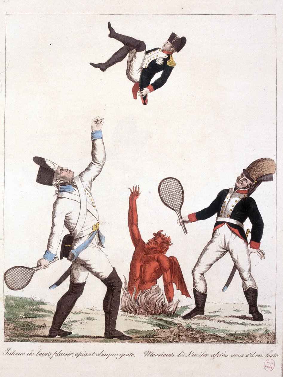 Caricatura sobre Napoleón Bonaparte - en Napoleón I, caricaturas, colección ficticia. 1814 - 1815. B.H.V.P. de Unknown artist