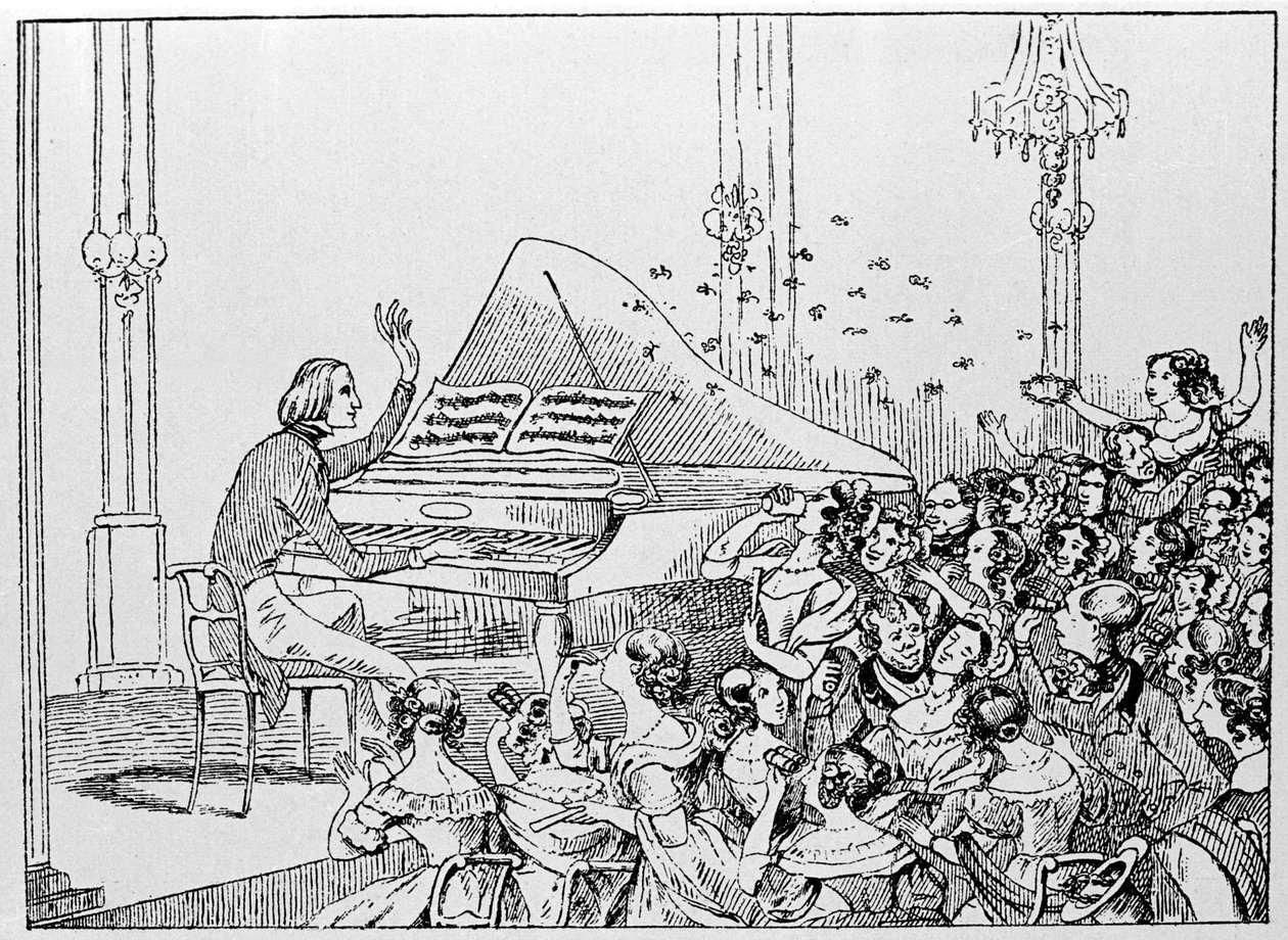 Caricatura del triunfo de Franz Liszt en un concierto en Berlín en 1842 de Unknown artist