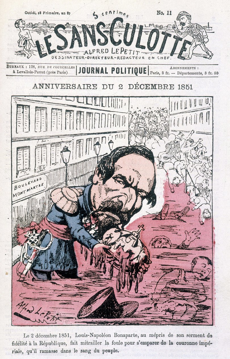 Caricatura sobre el golpe de estado de Napoleón III del 2 de diciembre de 1851 - en “Le sans-panlotte” de Unknown artist