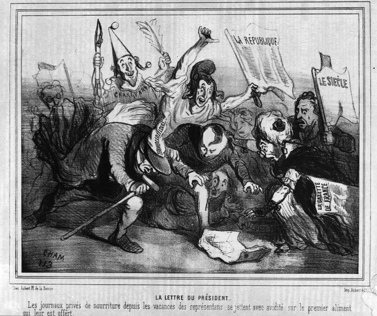 Caricatura sobre la campaña electoral para la primera elección presidencial del 10 de diciembre de 1848 con la Batalla de los Periódicos de Unknown artist