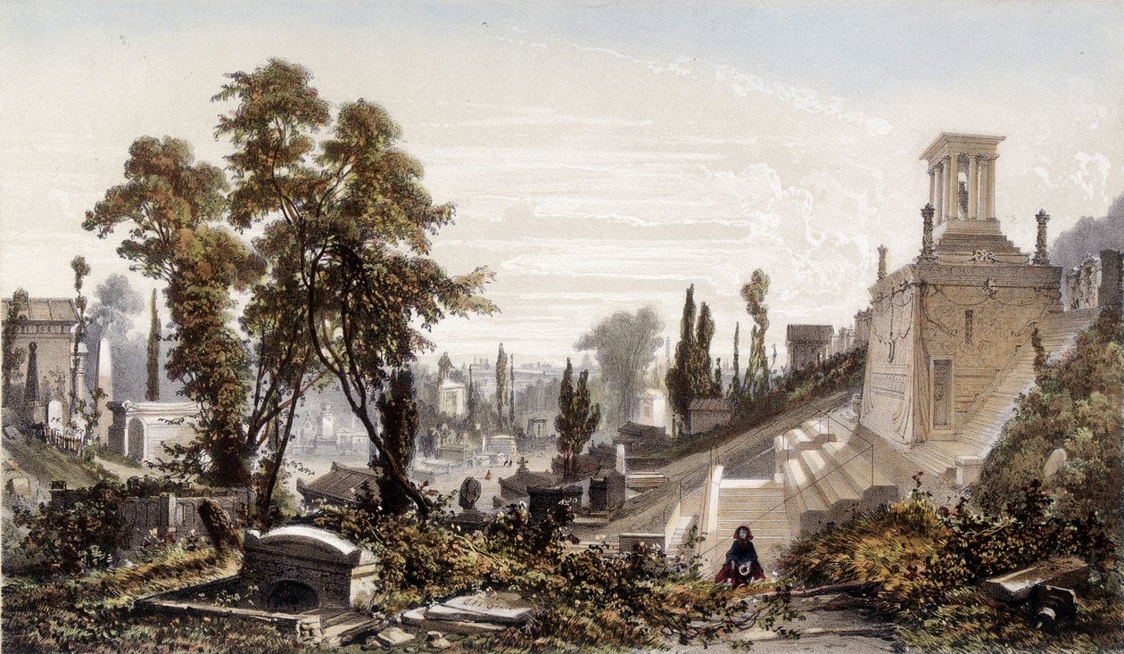 Cementerio de Père Lachaise - litografía de Unknown artist