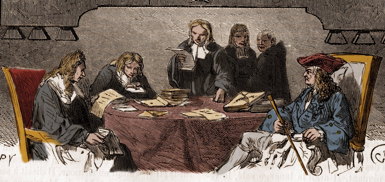 Censura en el siglo XVIII: Bajo el Antiguo Régimen, el servicio se llama "Gabinete Negro", encargado de examinar la correspondencia privada por razones de seguridad. Grabado del siglo XIX. de Unknown artist