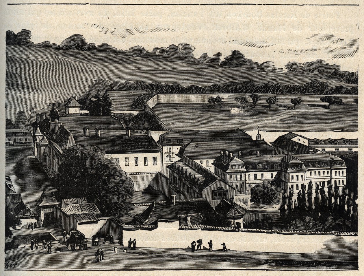 Casa Central de Clairvaux (prisión de Clairvaux) - Champagne-Ardenne - grabado en 