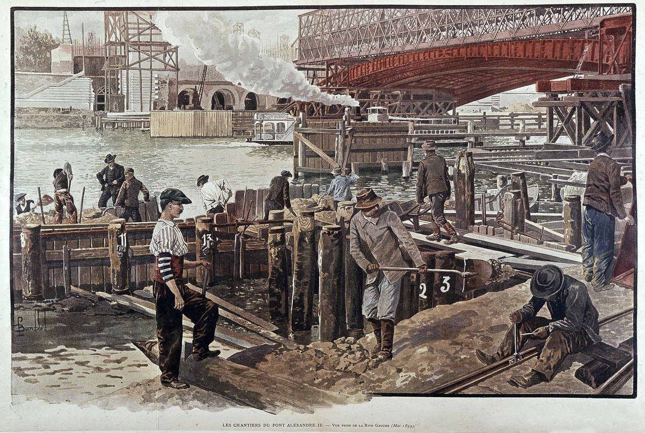 Obras del puente Alejandro III - en “Le petit journal” 05/1899 de Unknown artist