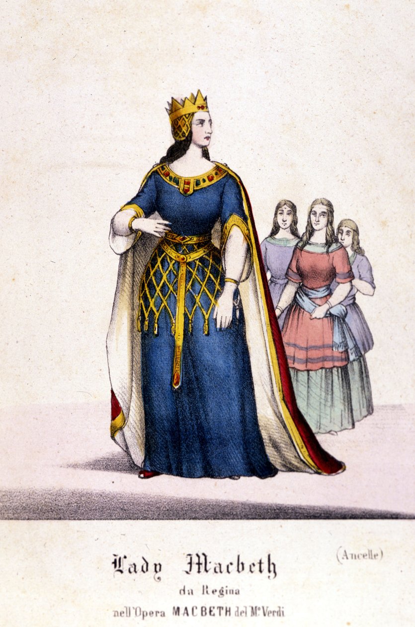 Personaje de Lady Macbeth en la ópera “Macbeth” de Giuseppe Verdi (1813 - 1901) después de la obra de William Shakespeare. 1847. Grabado. de Unknown artist