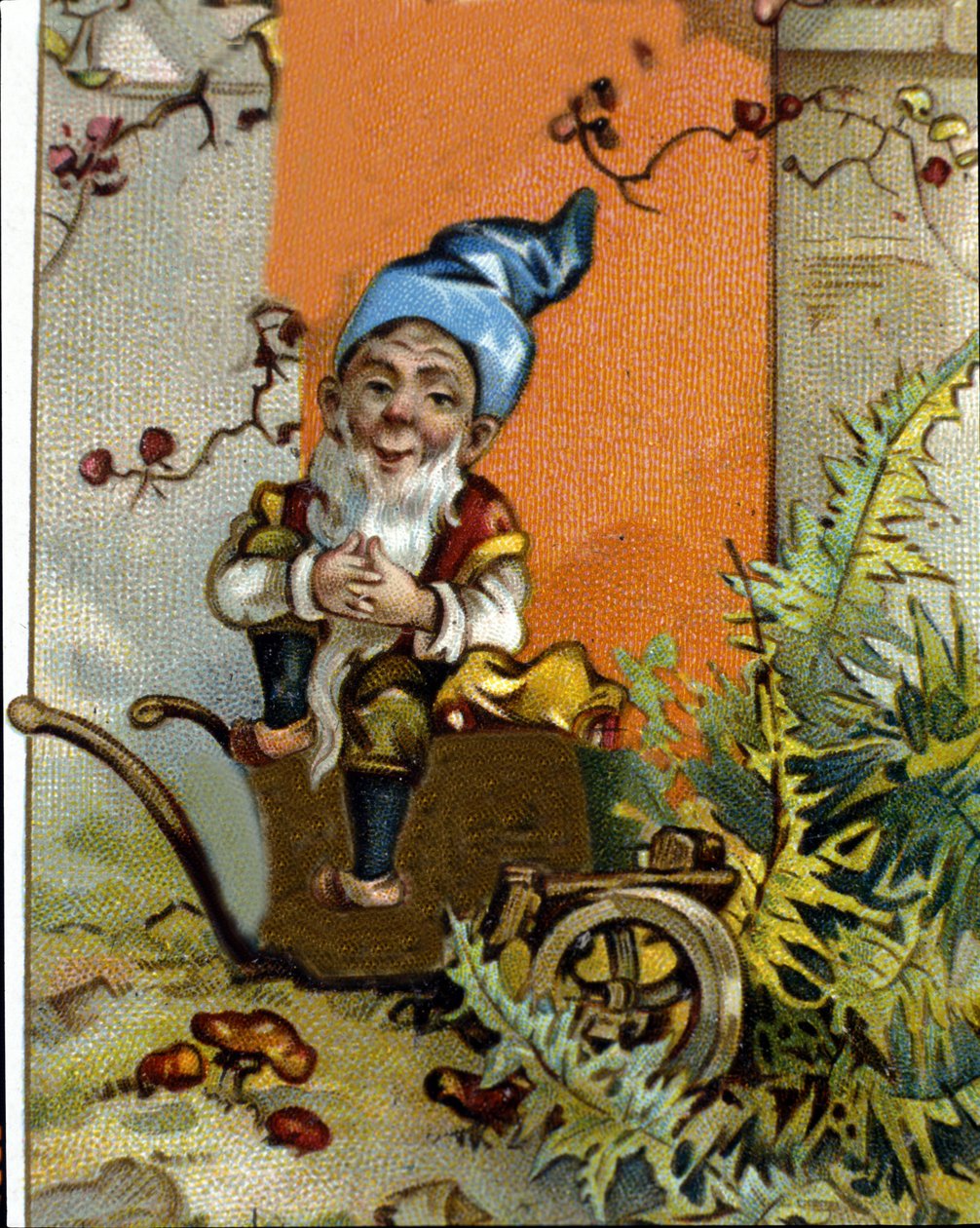 Carácter del enano o farfadet sentado. Cromolitografía del siglo XIX de Unknown artist