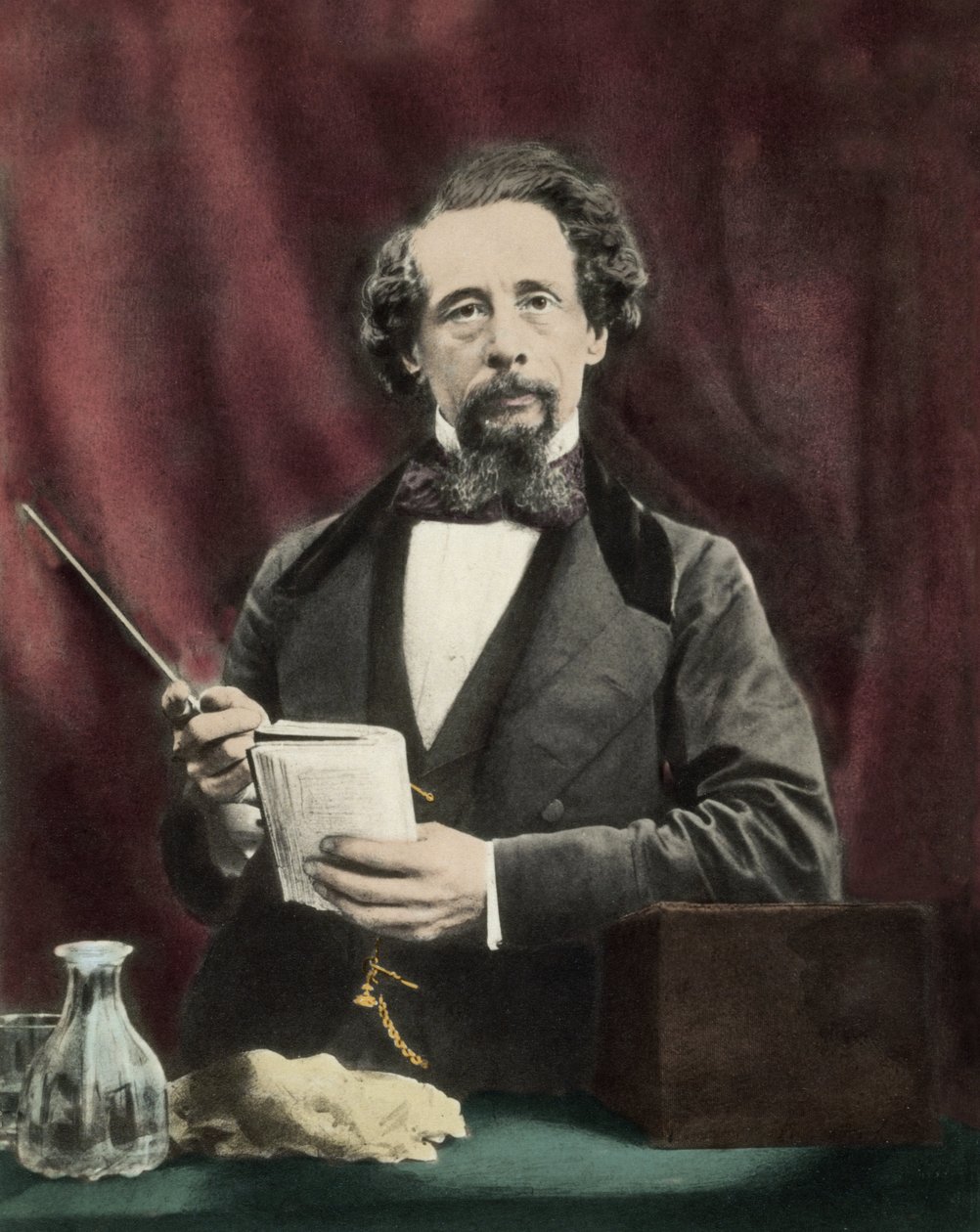 Charles Dickens (1812-1870) durante una lectura alrededor de 1860 de Unknown artist