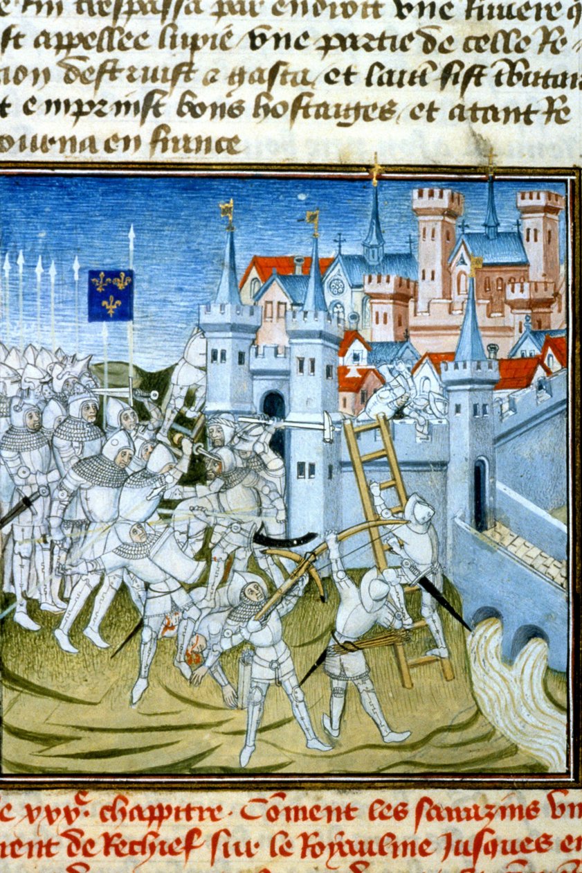 Carlos Martel en Poitiers, 732 - Miniatura del siglo XIV (ref. 512, 074r) Solicitar permiso a la Biblioteca Municipal de Toulouse de Unknown artist