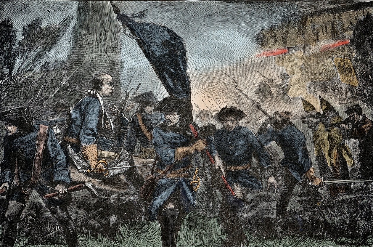 Carlos XII de Suecia en batalla - Gran Guerra del Norte (1700-1721): el rey Carlos XII (Carl) de Suecia (1682-1728) en la batalla de Poltava (Pultawa, Ucrania), en 1709 contra las armas de Pedro I de Rusia, llamado el Grande (1672-1725) de Unknown artist