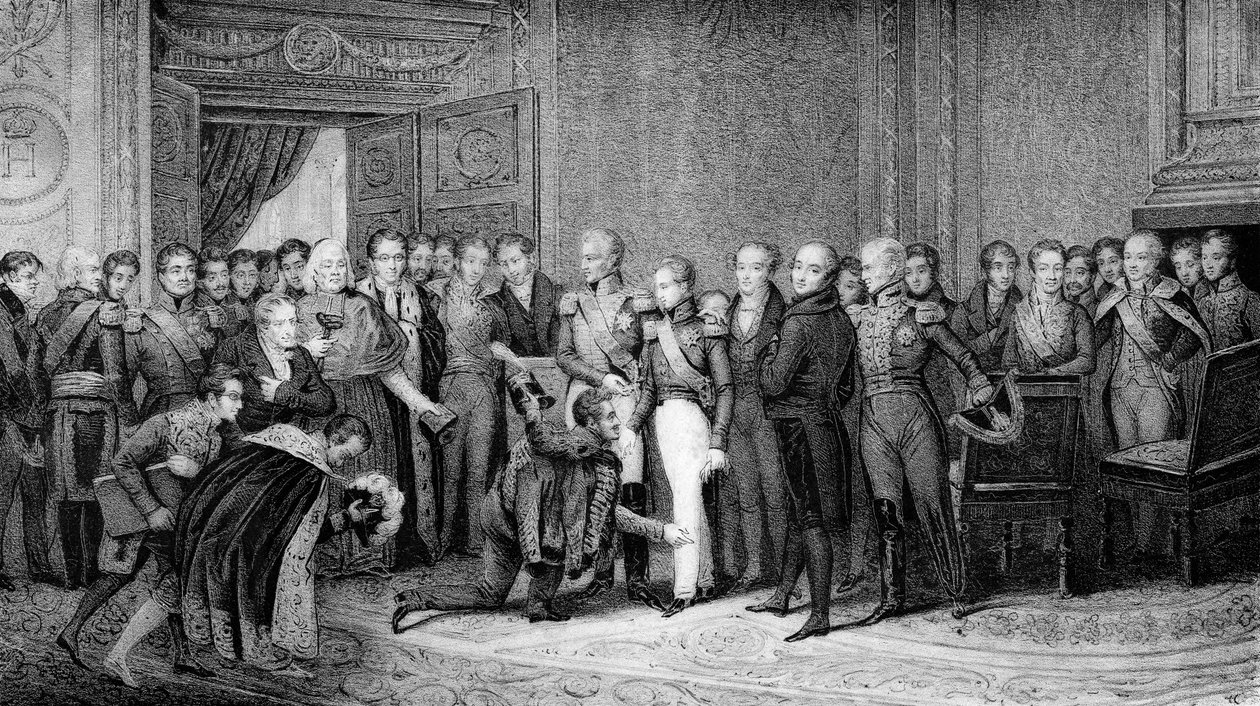 Abdicación de Carlos X a favor de Enrique de Artois, Duque de Burdeos, Conde de Chambord en Rambouillet el 2 de agosto de Unknown artist