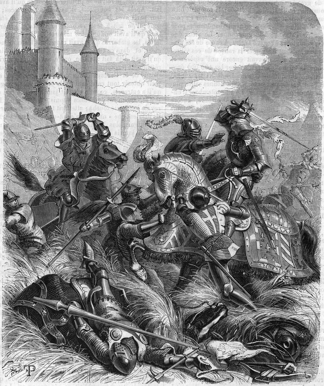 Carlos el Temerario, duque de Borgoña (1433-1477) en la batalla de Montlhéry en 1465. Grabado del siglo XIX de Unknown artist
