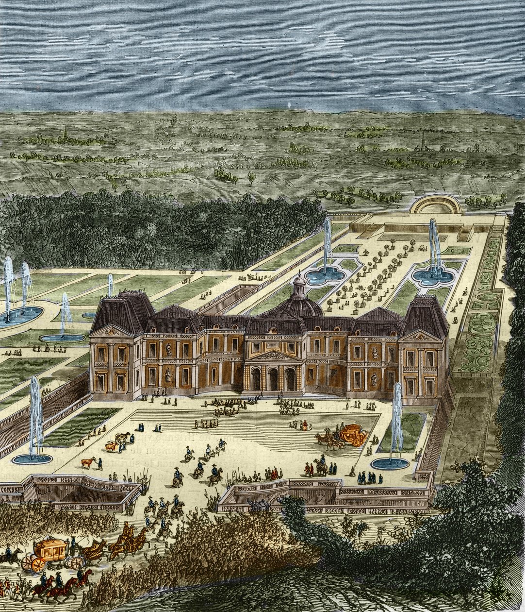Chateau de Vaux Le Visomte en la época del Rey Luis XIV. Grabado del siglo XIX. de Unknown artist