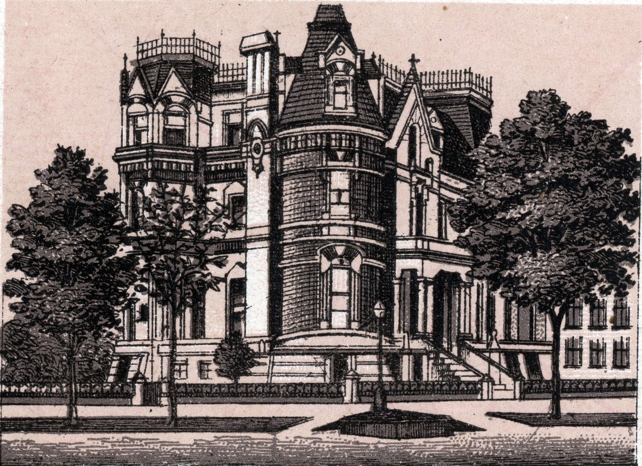 Chicago, Estados Unidos: vista desde la esquina de Prairie Avenue y la calle 22. en "El mundo ilustrado 168 vistas" Sin fecha (finales del siglo XIX) de Unknown artist
