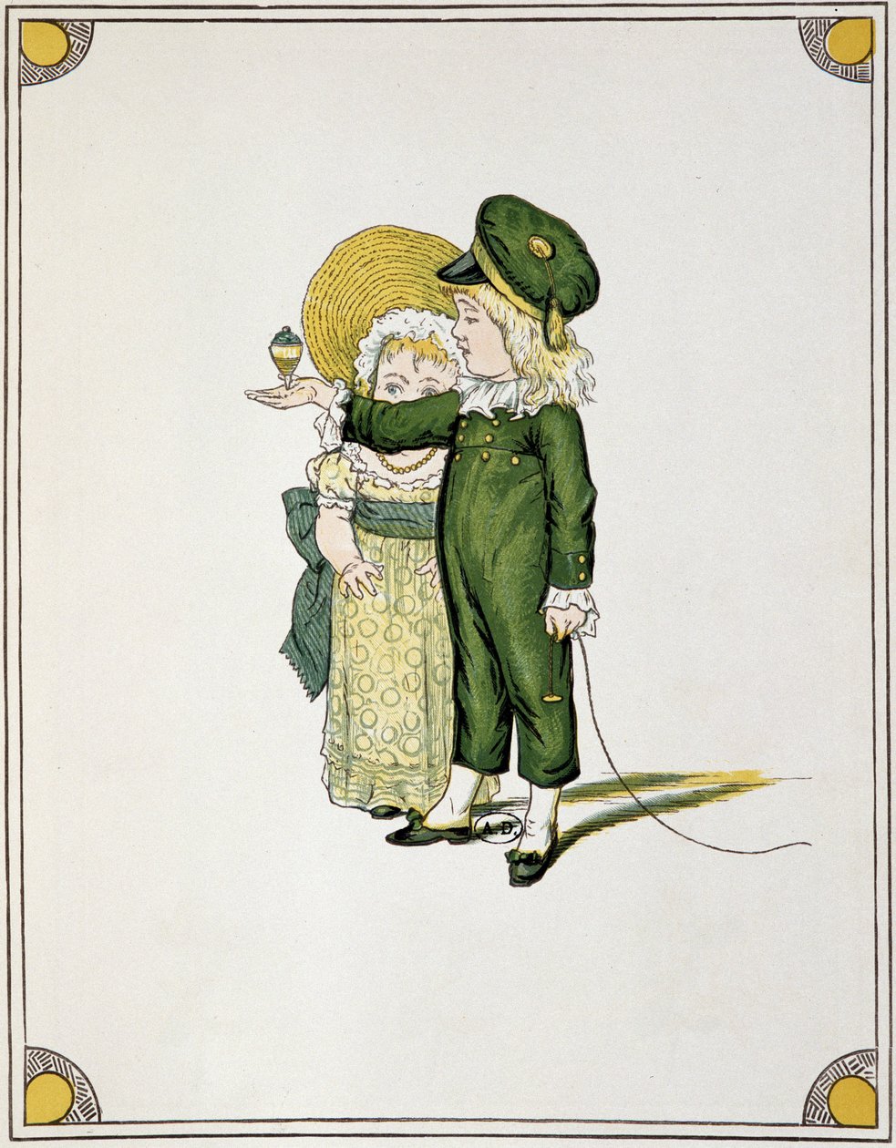 Niños jugando a la peonza - dibujo de Unknown artist