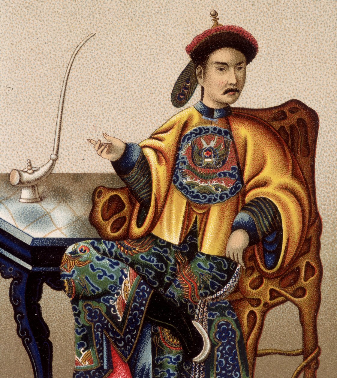 Aristócrata chino sentado fumando opio - sd siglo XIX de Unknown artist
