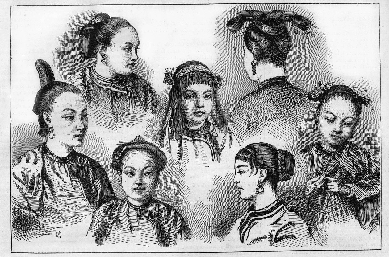 Moda y peinados chinos en el siglo XIX. de Unknown artist