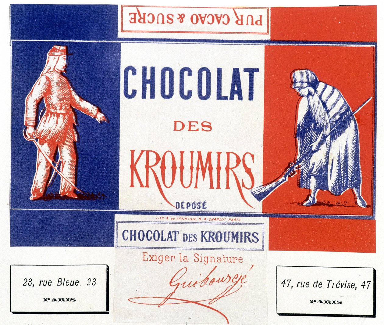 Chocolate de los Kroumirs. Etiqueta publicitaria de Unknown artist