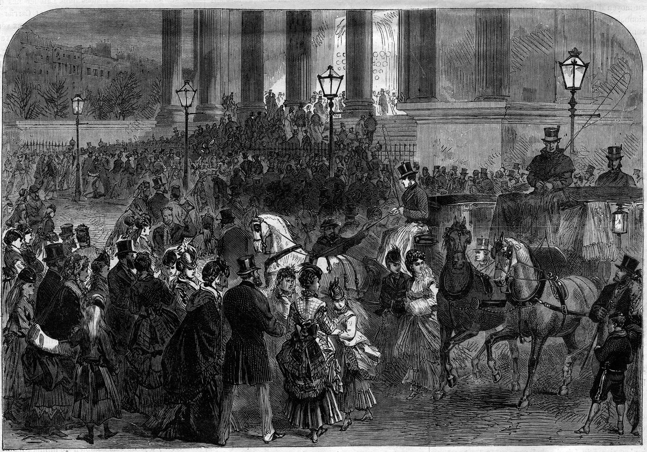 Misa de Navidad a medianoche en la iglesia de la Madeleine en París en 1873 de Unknown artist