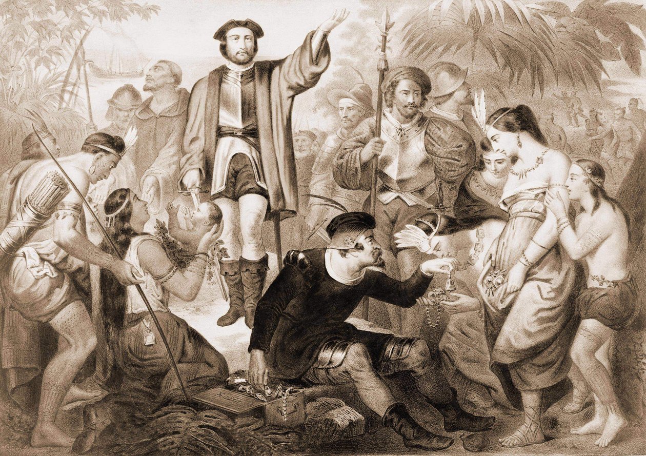 Cristóbal Colón entre los indios de Unknown artist