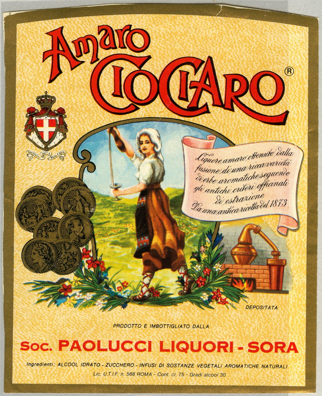 Anuncio de alcohol Ciociaro amaro (Cromolitografía, finales del siglo XIX) de Unknown artist
