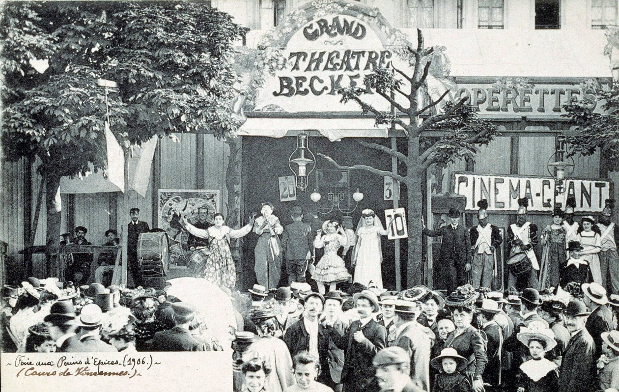Espectáculo circense ante el Gran Teatro Becker de París en 1906 (foto) de Unknown Artist