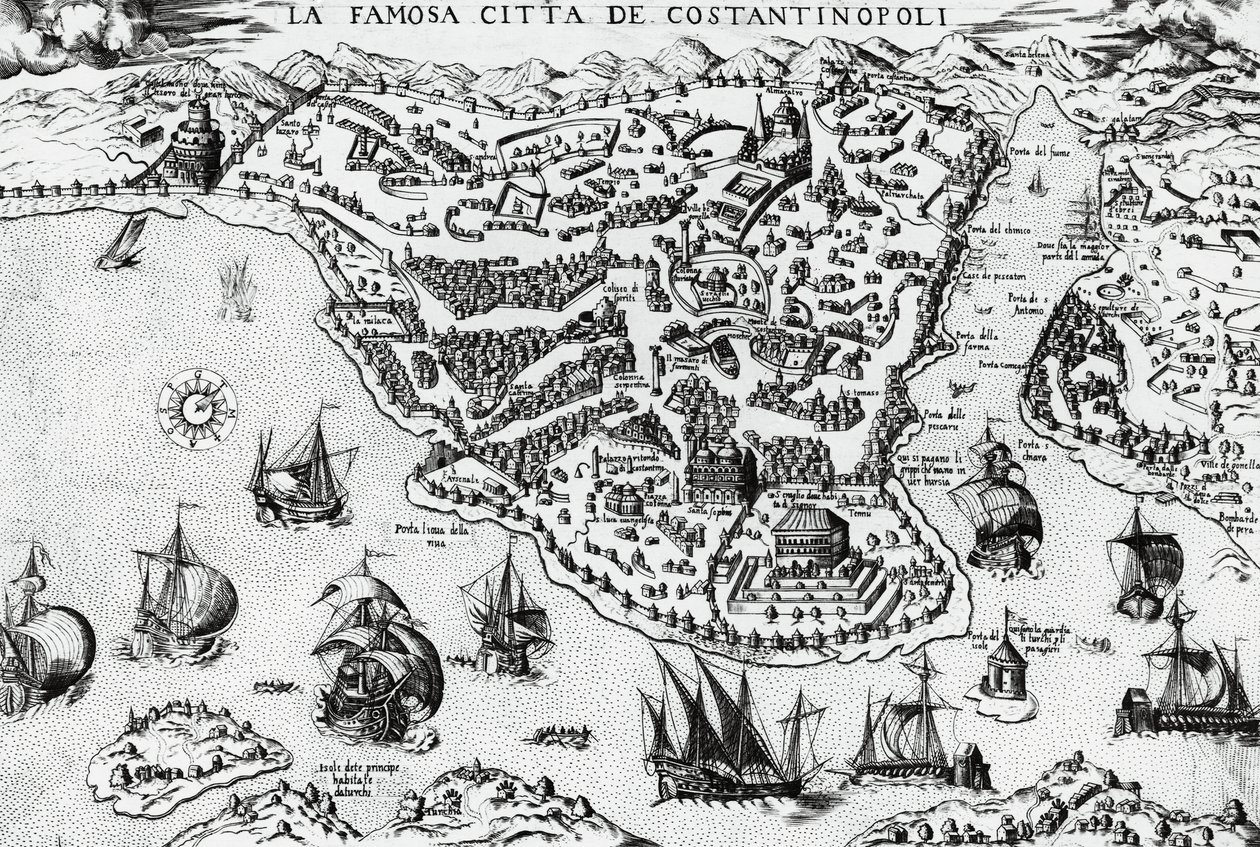 Ciudad de Constantinopla, grabado de Unknown artist