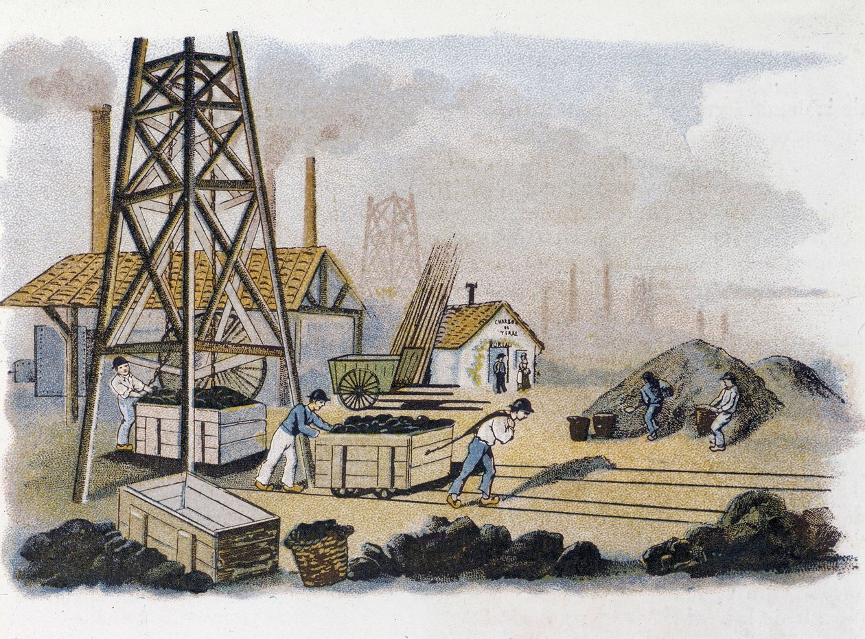 Mina de carbón: transporte de carbón a la costa, Francia de Unknown artist